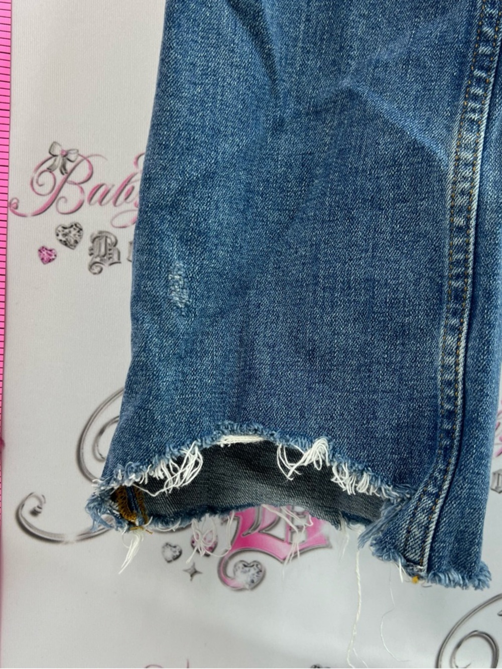 Zara jeans pants light blue wash Distressed Medium Blue Straight Leg Jeans - Picture 3 of 10